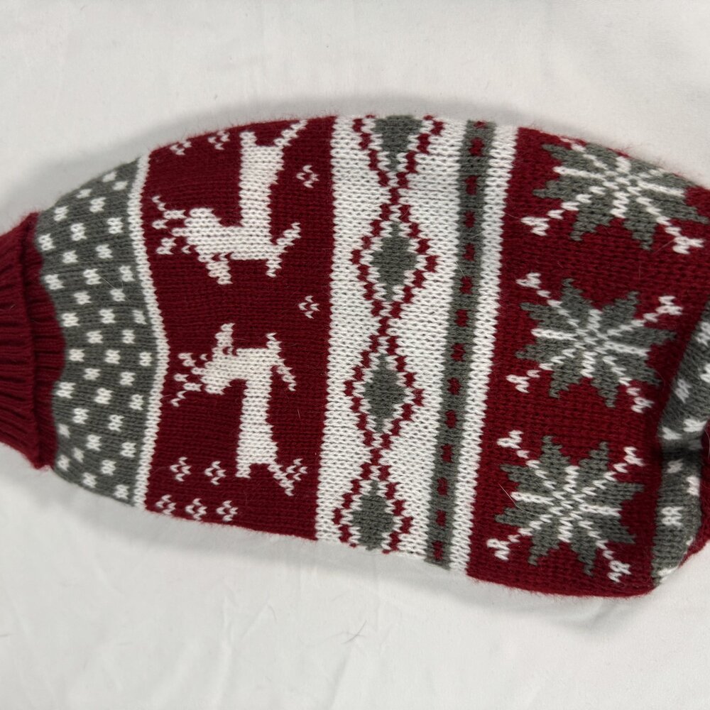 Burgundy Fair Isle Reindeer Knit Dog Sweater Christmas Holiday Pet Sweater